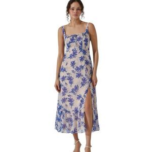 ASTR the Label Square Neck Midi Floral Dress Ruffle NWT Size XL